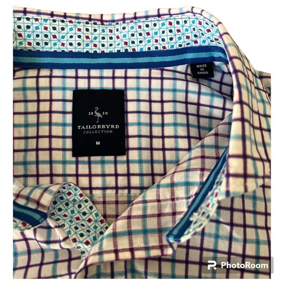 Men's Tailorbyrd  Plaid Button Down Shirt Long Sleeve Size Medium  EUC - Picture 4 of 4